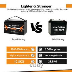 100Ah LiFePO4 Deep Cycle 12V Lithium Ion Battery For Solar RV Boat Off-Grid Cart