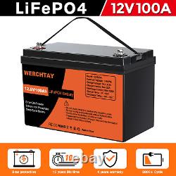 100Ah Rechargeable LiFePO4 Lithium Iron Phosphate Battery 4000+ Deep Cycle RV