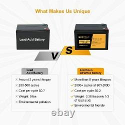 12Ah 12V Lithium Iron Phosphate (LiFePO4) Battery, Over 2000 Cycles Built-in BMS