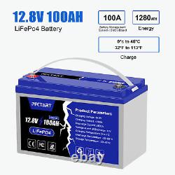 12V 100AH LiFePO4 5000+ Deep Cycle Lithium Battery for RV Marine Off-Grid Solar