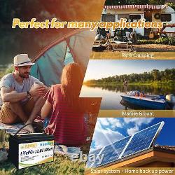 12V 100AH LiFePO4 BMS 15000 Deep Cycle Solar 10-Year Life Boat Trolling Motor RV