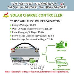 12V 100AH LiFePO4 Deep Cycle Lithium Battery for RV Marine Off-Grid Solar System