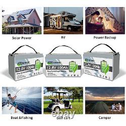 12V 100AH LiFePO4 Deep Cycle Lithium Battery for RV Marine Off-Grid Solar System