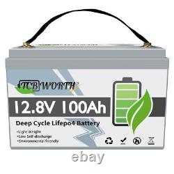 12V 100AH LiFePO4 Deep Cycle Lithium Battery for RV Marine Off-Grid Solar System