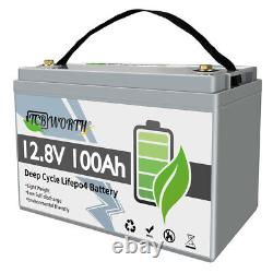 12V 100AH LiFePO4 Deep Cycle Lithium Battery for RV Marine Off-Grid Solar System