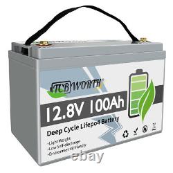 12V 100AH LiFePO4 Deep Cycle Lithium Battery for RV Marine Off-Grid Solar System