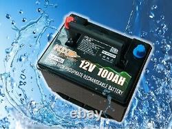 12V 100AH LiFePO4 Deep Cycle Lithium Battery for RV Marine Solar Easy to carry