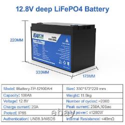 12V 100AH LiFePO4 Deep Cycle Lithium Iron Phosphate Battery for RV Car Boat Home