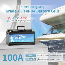 12V 100AH LiFePO4 Lithium Battery BMS 15000 Cycle Solar 10-Year Lifetime RV Boat