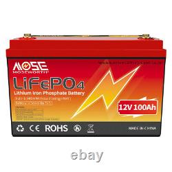 12V 100AH LiFePO4 Lithium Battery Deep Cycle for RV Marine Off-Grid Solar System