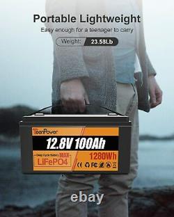 12V 100Ah 1280Wh LiFePO4 Lithium Iron Battery for for RV Motorhomes