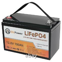12V 100Ah LiFePO4 Deep Cycle Lithium Rechargeable Battery for RV Solar System
