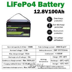 12V 100Ah LiFePO4 Deep Cycle Lithium ion Battery for RV Solar System Marine BMS
