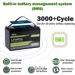 12V 100Ah LiFePO4 Deep Cycle Lithium ion Battery for RV Solar System Marine BMS