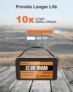 12V 100Ah LiFePO4 Lithium Battery for RV Solar Marine Overland/Van Trolling Moto