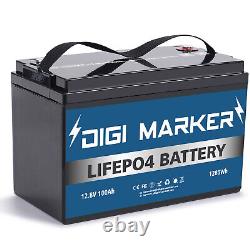 12V 100Ah LiFePO4 Lithium Iron Battery 1.28KWh Bluetooth BMS Smart Monitor BOAT