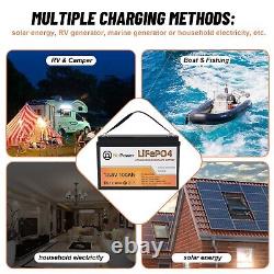 12V 100Ah LiFePO4 Lithium Iron Battery Pack 100A BMS for RV Marine Solar System