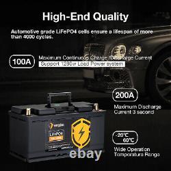 12V 100Ah LiFePO4 Lithium Iron Phosphate Battery, Built-in BMS for RV, Boat, Home