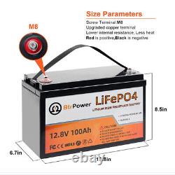 12V 100Ah LiFePO4 Lithium Iron Phosphate Battery For RV Marine Solar System 100A