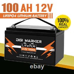 12V 100Ah Lithium Battery Deep Cycle LiFePO4 with BMS for RV Solar Off-grid IP65