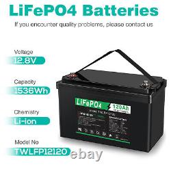 12V 120Ah LiFePO4 Lithium Battery BMS for Solar RV Off-grid Boat Trolling Motor