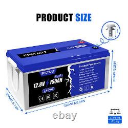 12V 150Ah Rechargeable LiFePO4 Lithium Iron Phosphate Battery 4500+ Deep Cycle