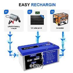 12V 150Ah Rechargeable LiFePO4 Lithium Iron Phosphate Battery 4500+ Deep Cycle