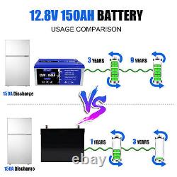 12V 150Ah Rechargeable LiFePO4 Lithium Iron Phosphate Battery 4500+ Deep Cycle