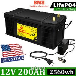 12V 200AH LiFePO4 Deep Cycle Lithium Battery for RV Marine Off-Grid Solar System