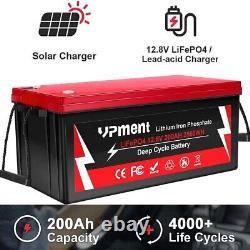 12V 200AH LiFePO4 Deep Cycle Lithium Battery with200A BMS for Solar RV Off-grid US