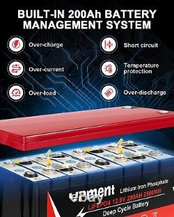 12V 200AH LiFePO4 Deep Cycle Lithium Battery with200A BMS for Solar RV Off-grid US