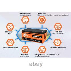 12V 200AH LiFePO4 Deep Cycle Lithium Battery withBMS for RV Marine Off-Grid Solar