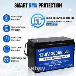 12V 200Ah 280Ah Deep Cycle Lithium Battery LiFePO4 BMS RV Solar Boat Off-grid