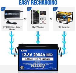 12V 200Ah 280Ah Deep Cycle Lithium Battery LiFePO4 BMS RV Solar Boat Off-grid