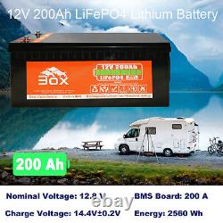 12V 200Ah Deep Cycle LiFePO4 Lithium Chargeable Battery 200A BMS for RV Solar
