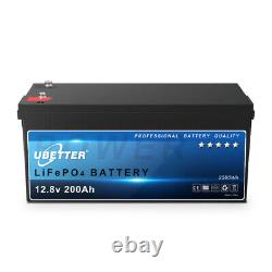 12V 200Ah Deep Cycle Lithium Battery LiFePO4 BMS for RV Solar Boat Off-grid