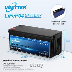 12V 200Ah Deep Cycle Lithium Battery LiFePO4 BMS for RV Solar Boat Off-grid