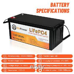12V 200Ah LiFePO4 Battery Lithium Iron Built-in 200A BMS and 4000 Cycle for RV