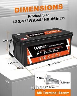 12V 200Ah LiFePO4 Deep Cycle Lithium Battery for RV Camper Off-Grid Solar NEW