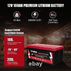 12V 200Ah LiFePO4 Deep Cycle Lithium Battery for RV Motorhomes Solar System