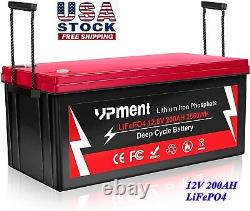 12V 200Ah LiFePO4 Deep Cycle Lithium Battery for RV Motorhomes Solar System US