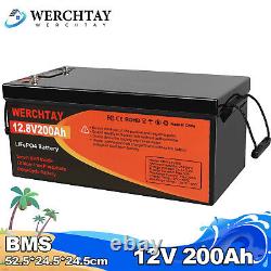 12V 200Ah LiFePO4 Lithium Battery 2560Wh BMS for RV Off-Grid Marine Home Solar