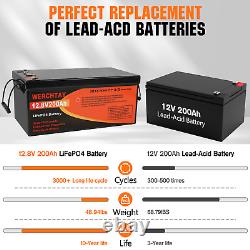 12V 200Ah LiFePO4 Lithium Battery 2560Wh BMS for RV Off-Grid Marine Home Solar