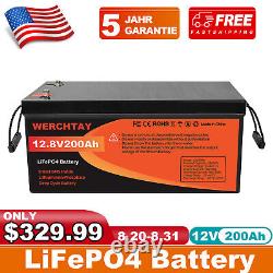 12V 200Ah LiFePO4 Lithium Battery Deep Cycle for RV Solar Off-grid Marine Motor