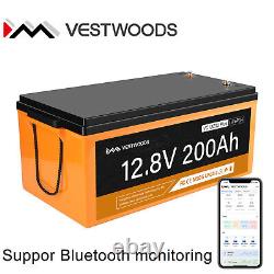 12V 200Ah LiFePO4 Smart Lithium Iron Battery Built-in Bluetooth App IP65 100A