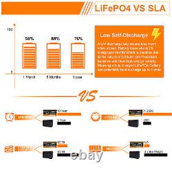 12V 200Ah LiFePO4 Smart Lithium Iron Battery Built-in Bluetooth App IP65 100A