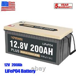 12V 200Ah Lithium Battery Deep Cycle LiFePO4 BMS for Solar RV Off-grid NEW