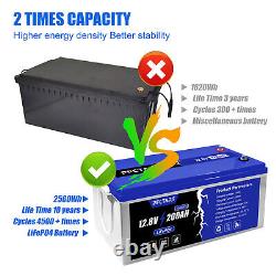 12V 200Ah Lithium Iron Battery LiFePO4 Rechargeable Deep Cycle Home RV Camping