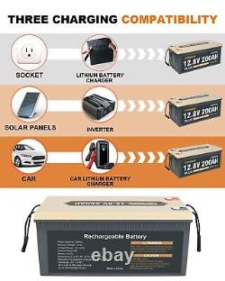 12V 200Ah PLUS LiFePO4 Deep Cycle Lithium Battery 200A BMS for RV Solar NEW