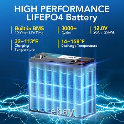 12V 20Ah Lifepo4 Battery, 256Wh Rechargeable Lithium Iron Phosphate Batte